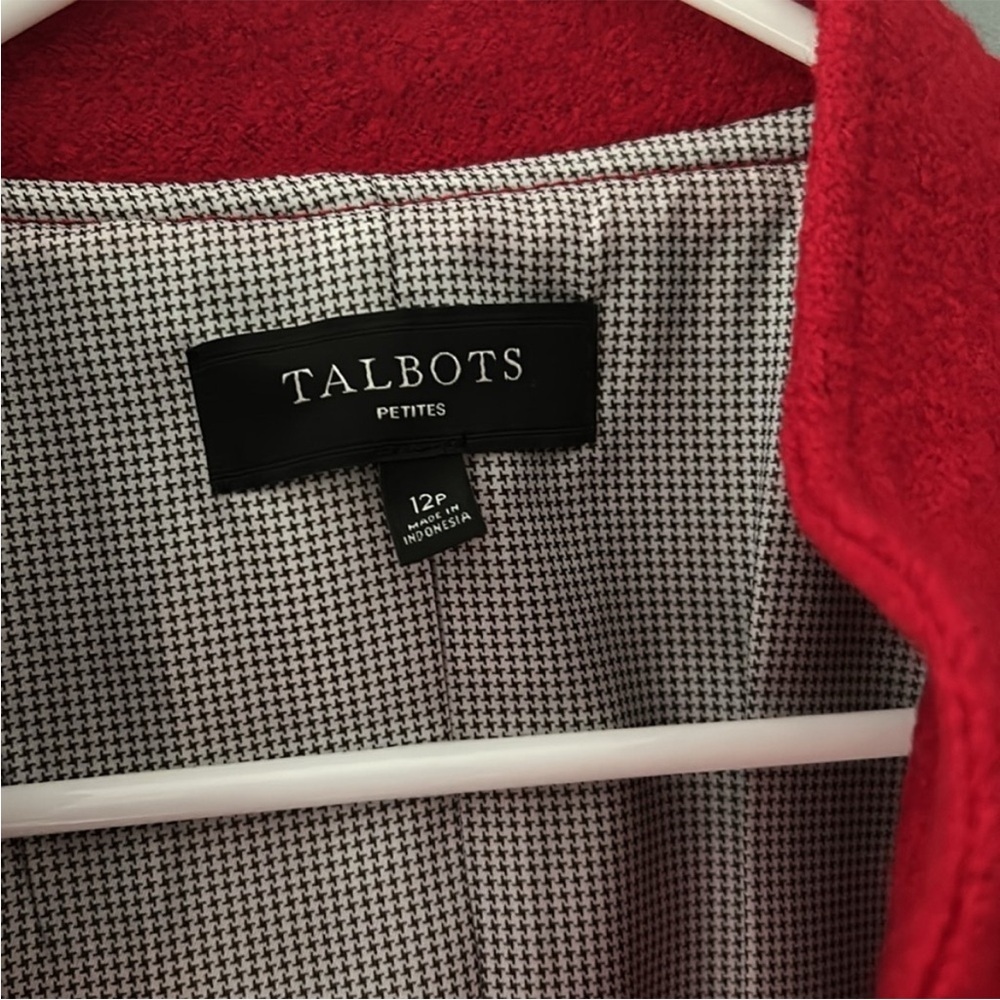 Talbots Red Blazer with Textured Fabric and Collarless Design - Picture 2 of 7